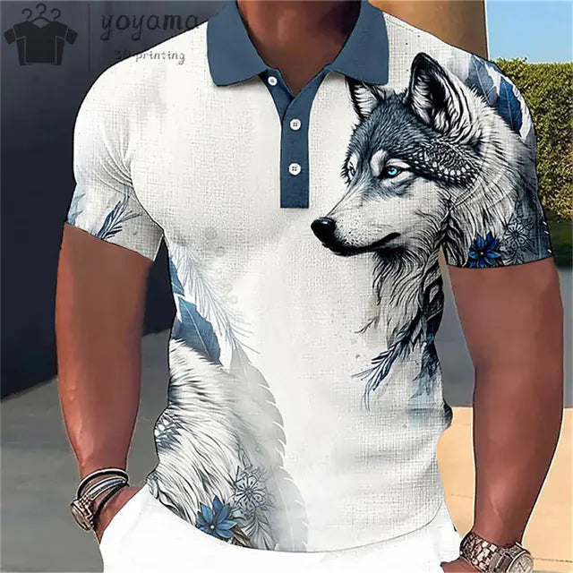 3D Animal Print Oversized Men's Polo T-Shirt